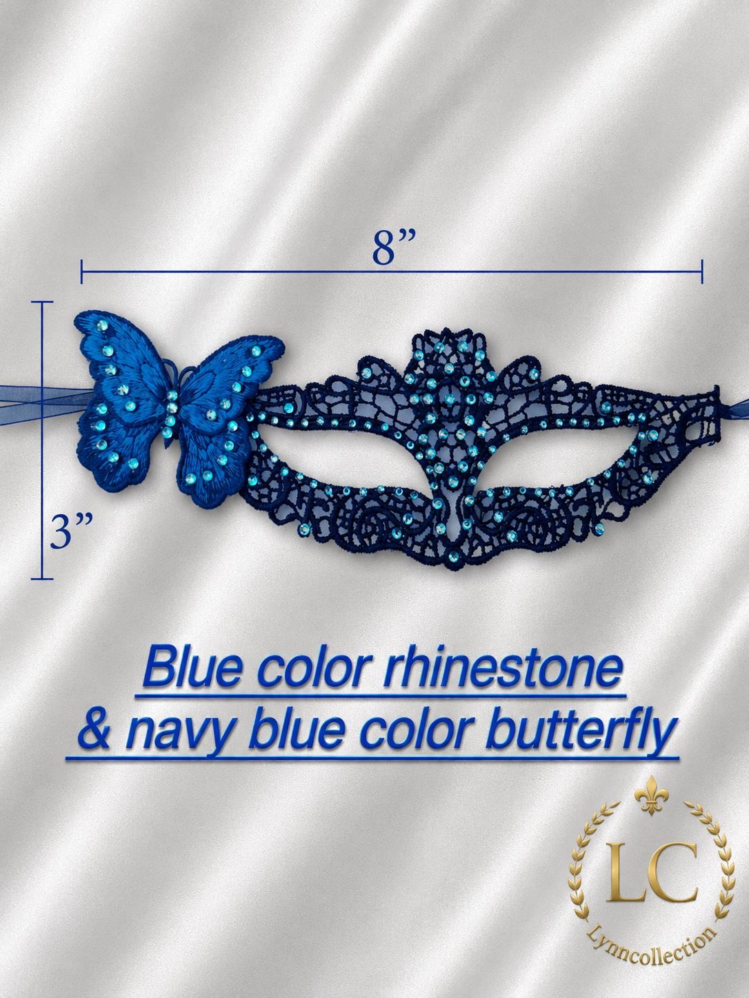Embroidered Butterfly Masquerade Mask, with Rhinestone, masquerade Mask for Ball Party (with large eye openings for comfort and visibility)