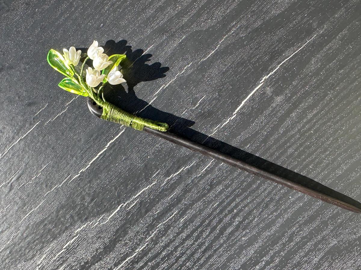 Vintage Hair Stick, lily of the valley Hairpin, Ancient Style Costume Handmade wooden Hair Accessory