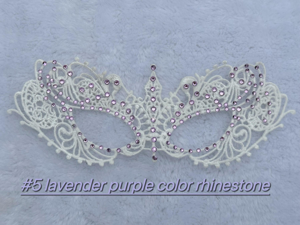 White Lace Masquerade Mask with Crystal Rhinestones, Venetian Eye Mask, Mardi Gras Mask, Wedding, Prom, Halloween Costume