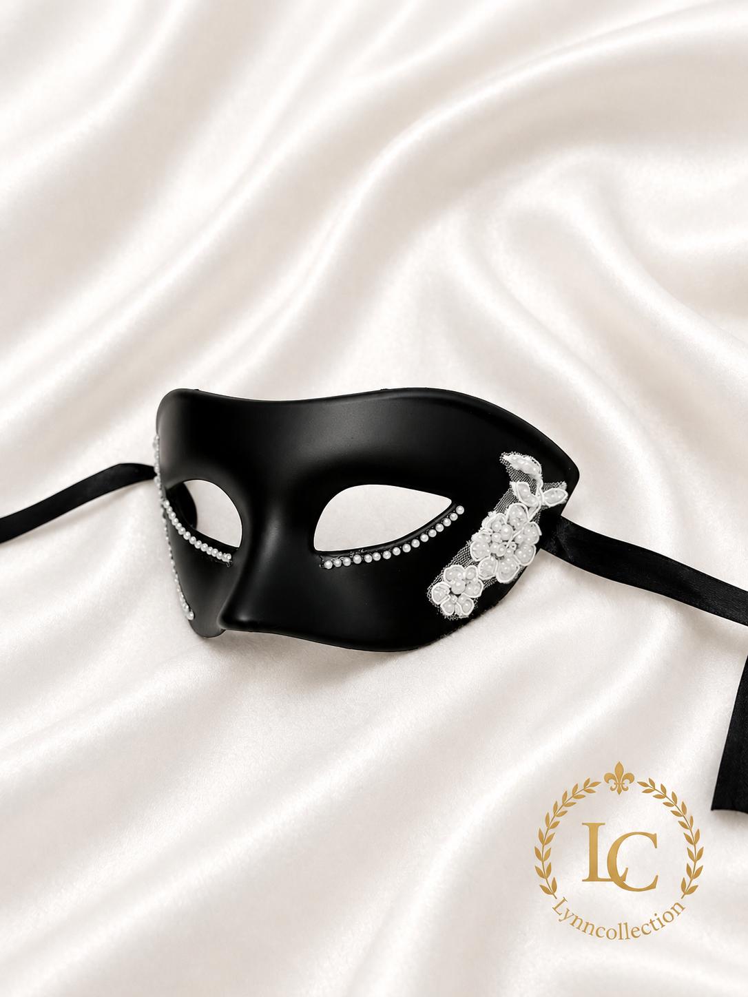 Rhinestone Masquerade Mask: White Lace Venetian Mask, Mardi Gras Ball