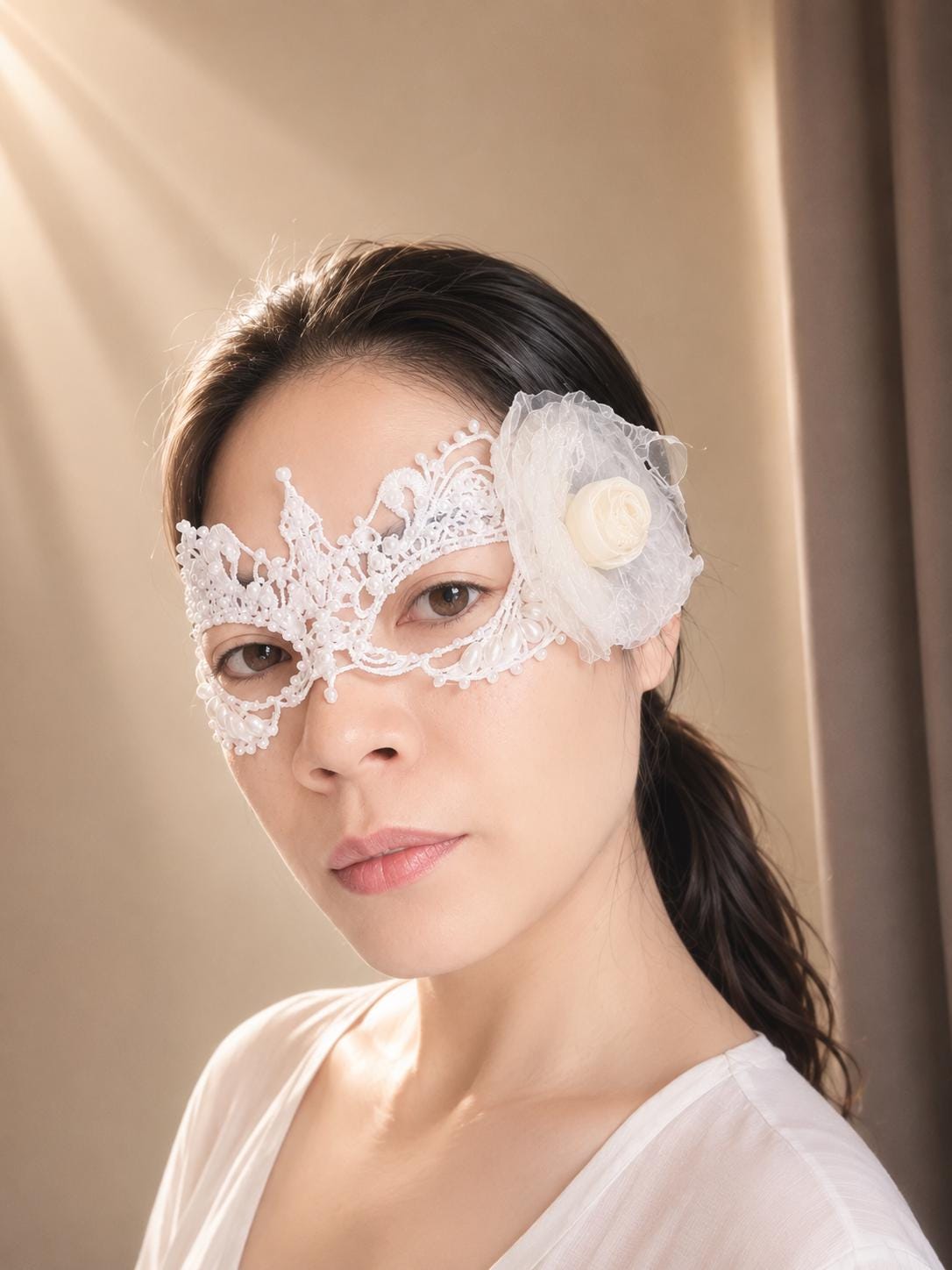 Black color Masquerade Mask with silk flower and rhinestones, Women's Masquerade Mask, Masquerade party Masks, Halloween party mask