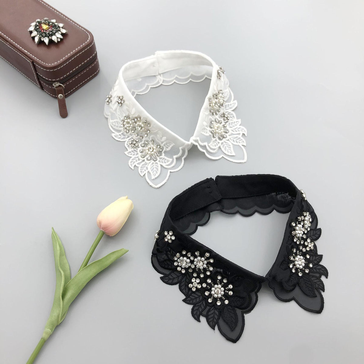 Beaded Lace Detachable Collar: Vintage Style False Collar
