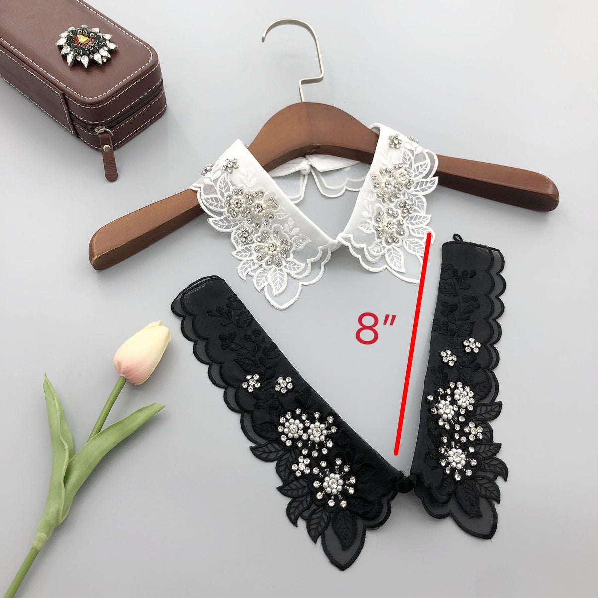 Beaded Lace Detachable Collar: Vintage Style False Collar