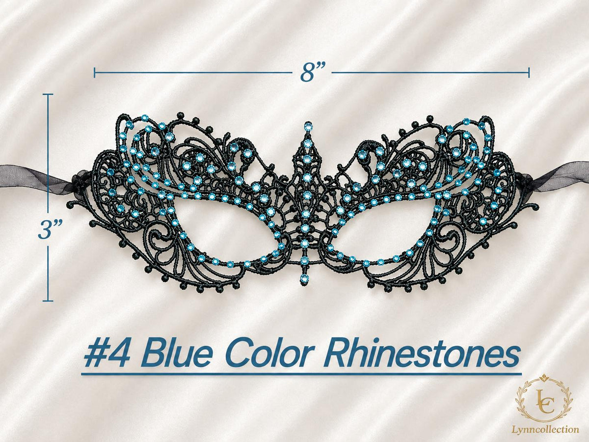 Rhinestone Lace Masquerade Mask: Hard Embroidery Party Mask, approx 130-140 pieces rhinestones