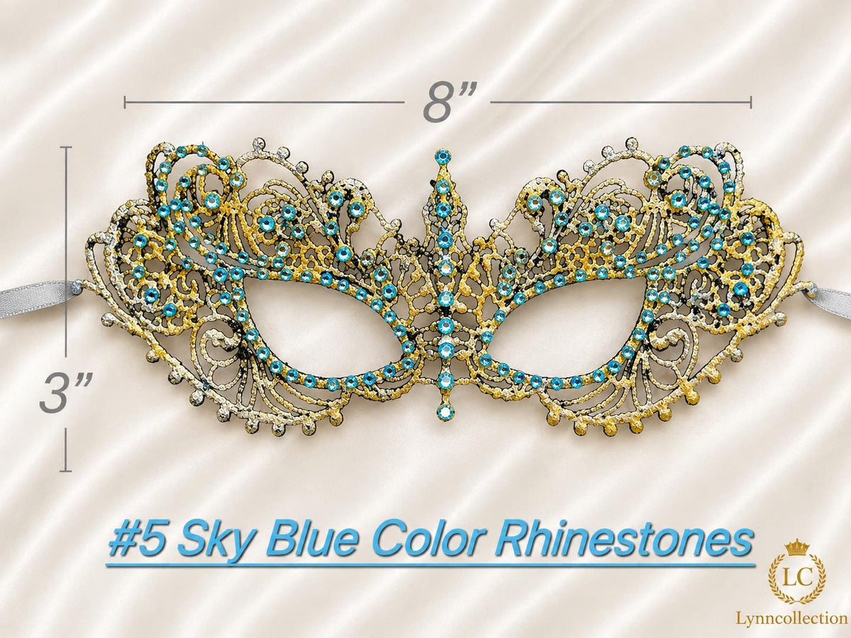 Bronze-colored color Masquerade Mask, Halloween Party Mask, Luxury Masquerade Mask Womens Lace Eye Mask
