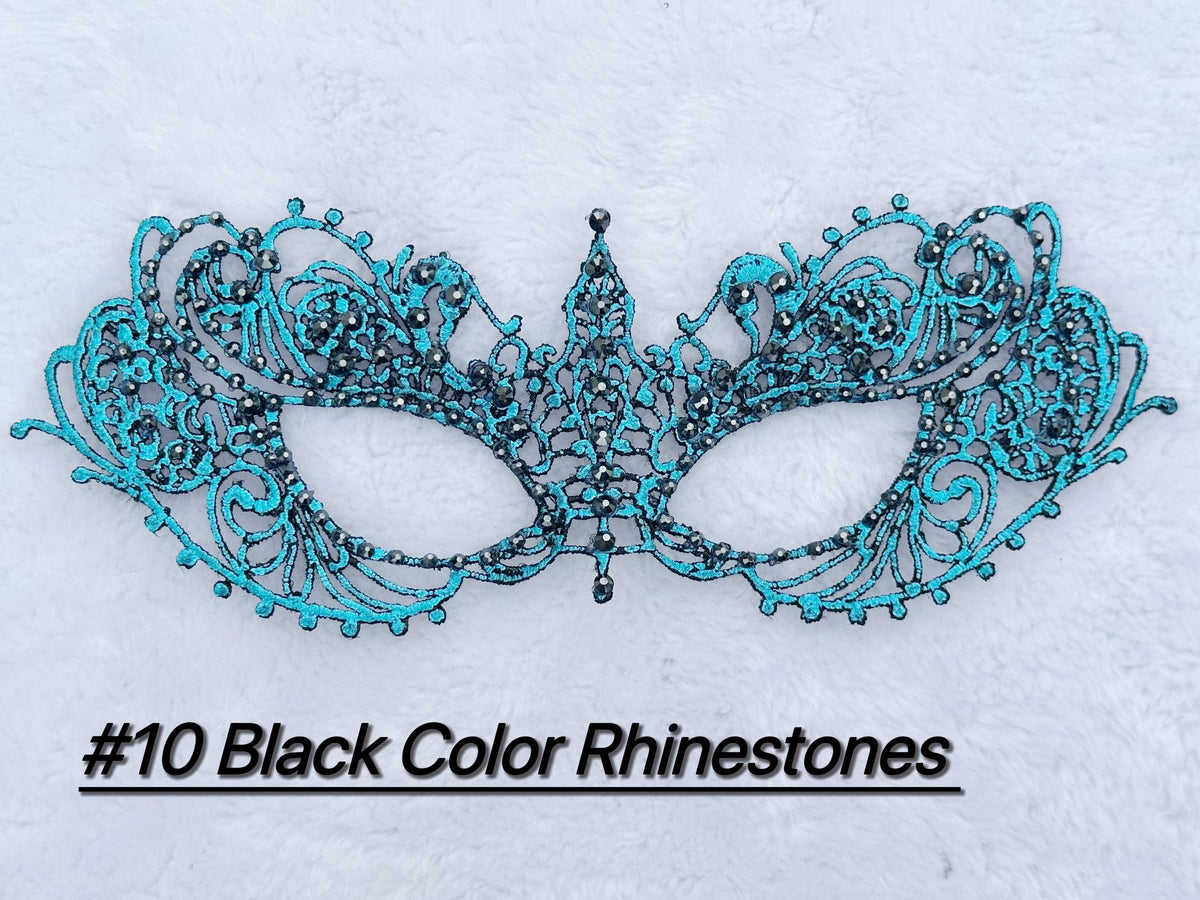 Turquoise Color Masquerade Mask, Rhinestone Venetian Eye Mask, Lace Costume Mask, Mardi Gras, Carnival, Prom, Halloween