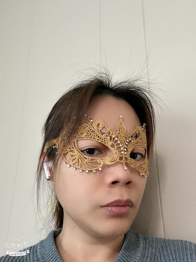 Lace Masquerade Mask: Crystal Rhinestone Embroidery, Ribbon Tie