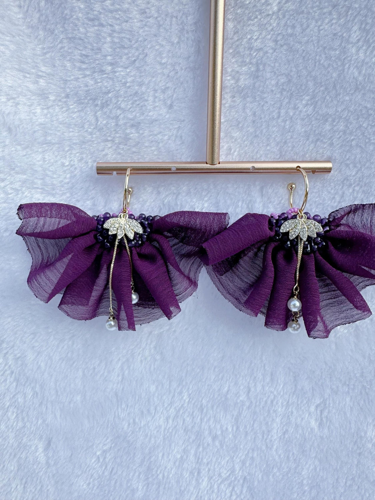 Handmade Red Coral & Ruby Dangle Earrings: Gold Plated