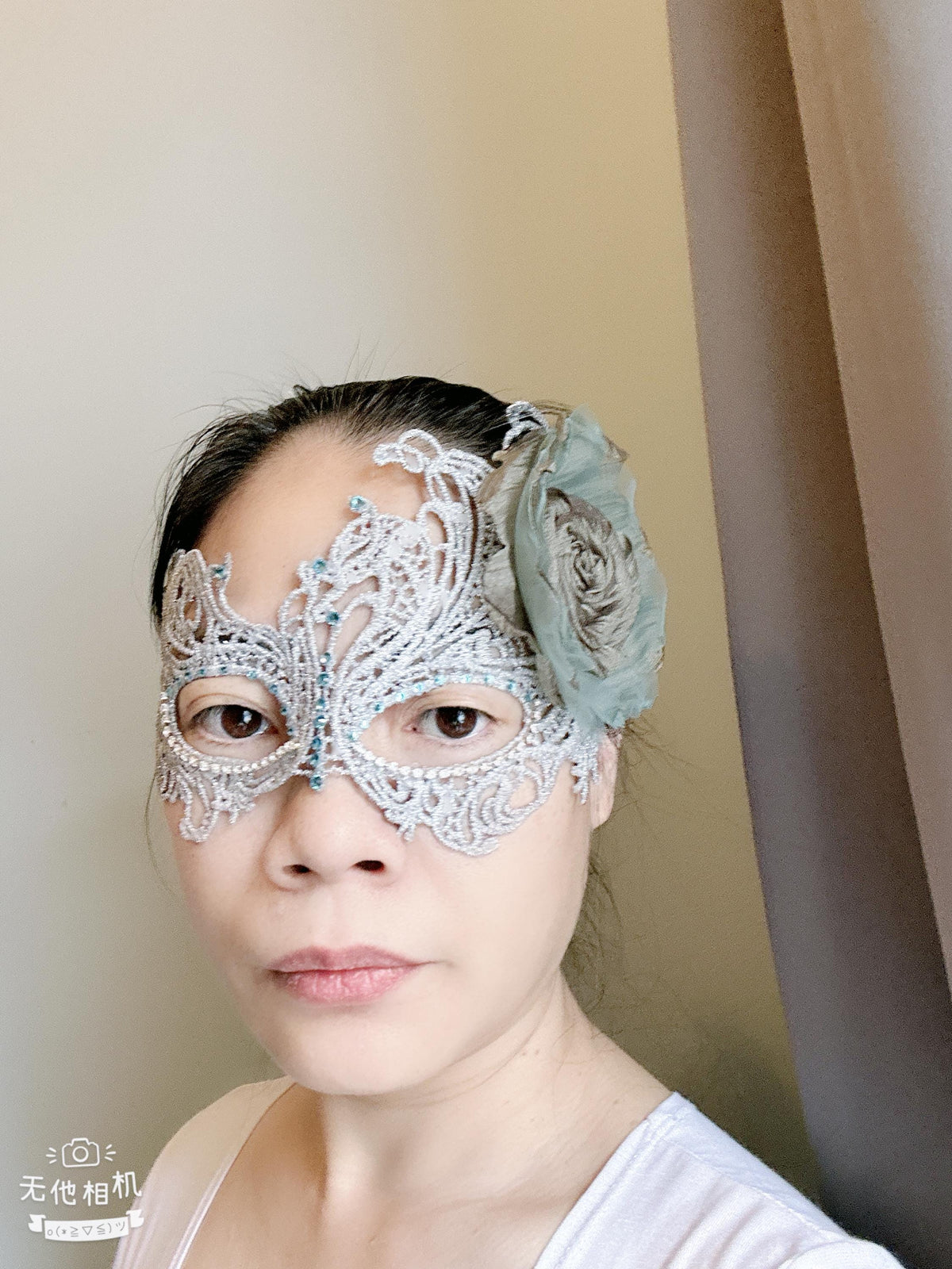 Lace Masquerade Mask with rhinestone and fabric flower,Masquerade Mask, Venetian Lace Eye Mask For Party Prom Ball Costume Mardi Gras