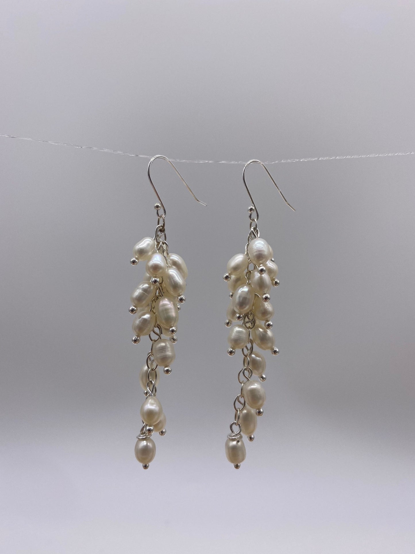 handmade earrings,  Dangle Earrings,925 Sterling Silver Hook with freshwater pearl