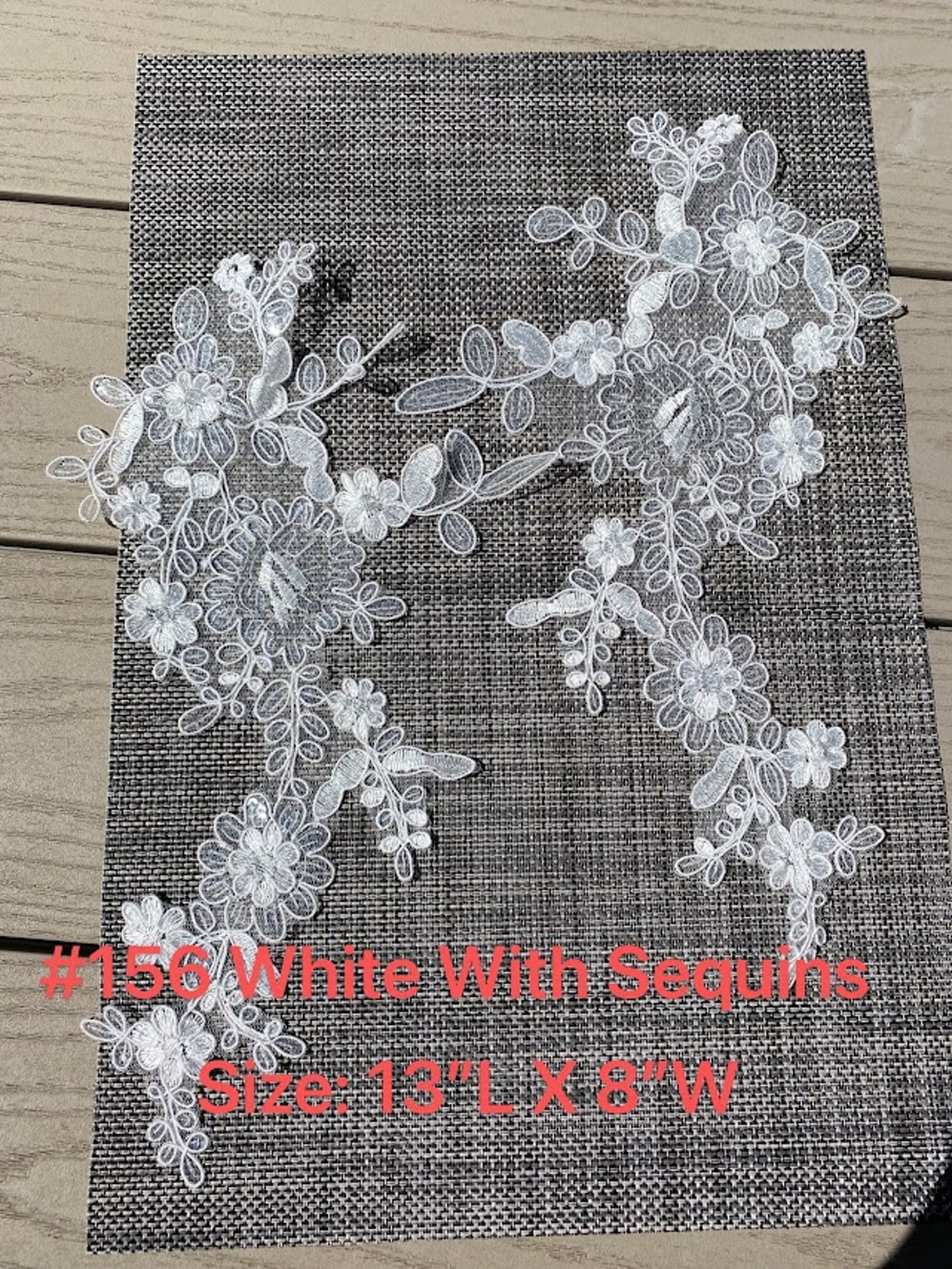 A156 Lace appliques ,wedding applique,   Two Pairs Lace appliques,White color, Embroidered  Appliques