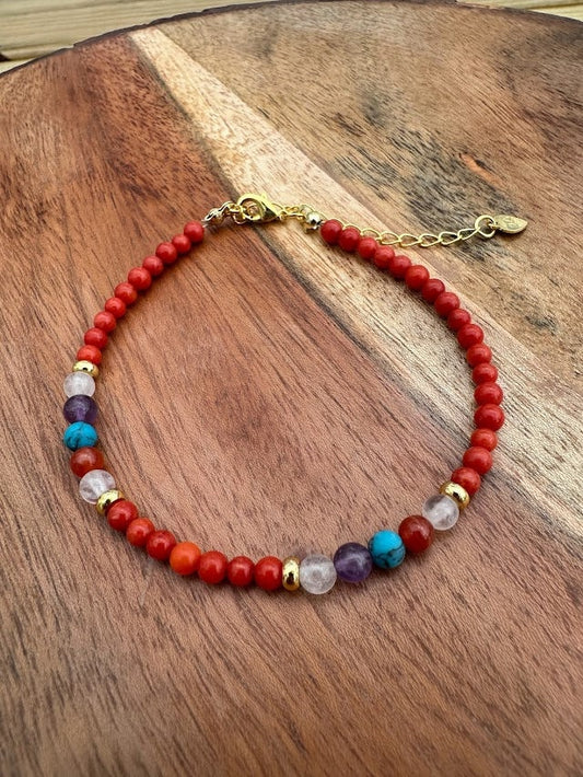 18k gold plated with Coral Beads handmade bracelet