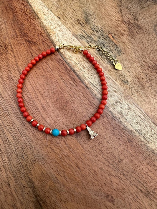 18k gold plated with Coral Beads handmade bracelet